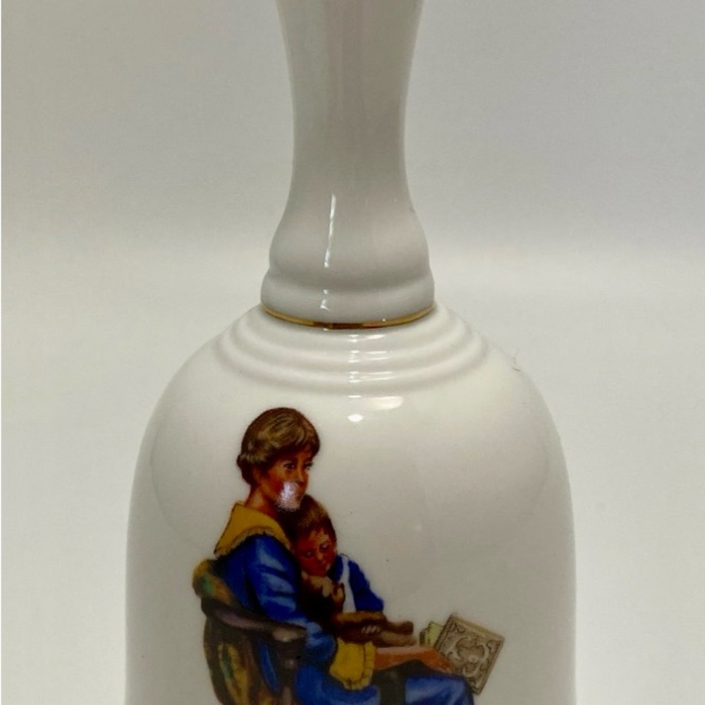 Norman Rockwell  White Porcelain Bell with Painted Figures